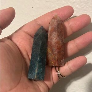 Blue apatite  and fire quartz tower